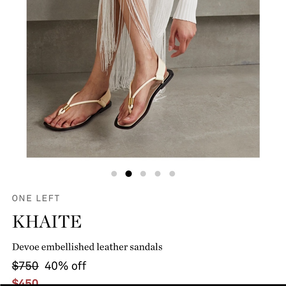 Khaite Devoe Hardware Detail Thong Sandals Cream 38